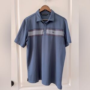 Travis Mathew Navy Polo with Gray Stripes